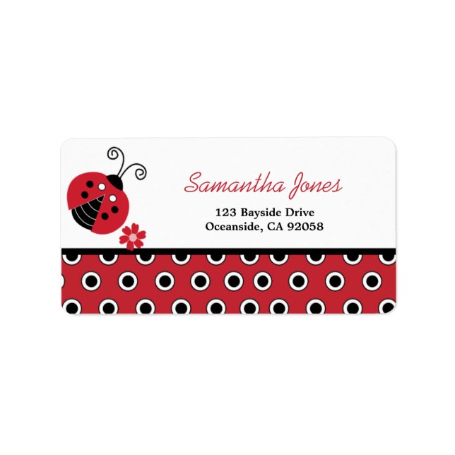 Lullabye Ladybug Trendig Red Dot Address Label Adressetikett (Framsidan)