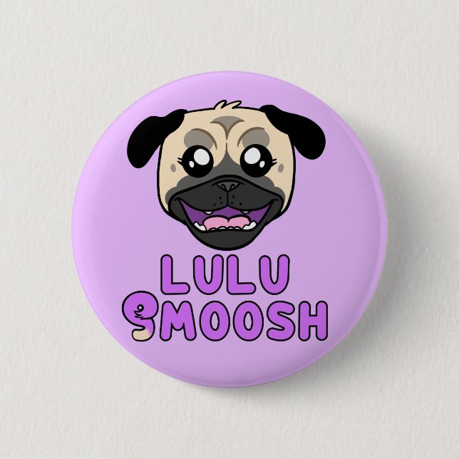 Lulu Smoosh Pug Tecknad Pin Knapp (Framsida)