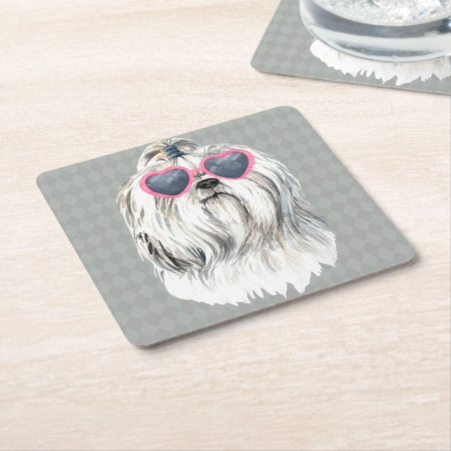 Lulu the Lhasa Underlägg Papper Kvadrat (Vinklad)