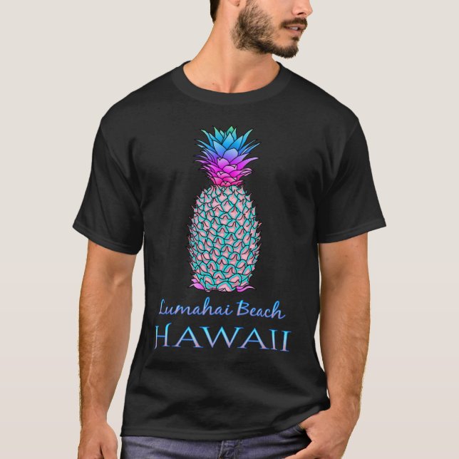 Lumahai Beach Hawaii Summer Vacation Pineapple T Shirt (Framsida)