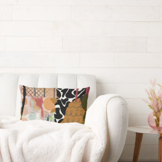 Lumbalkudde, abstrakt, blandad mediemönsterdesign lumbarkudde