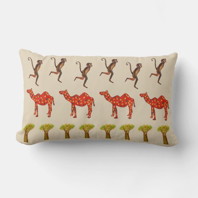 Lumbar Cushion för afrikanska djur, ljus lustjus Lumbarkudde (Framsida)