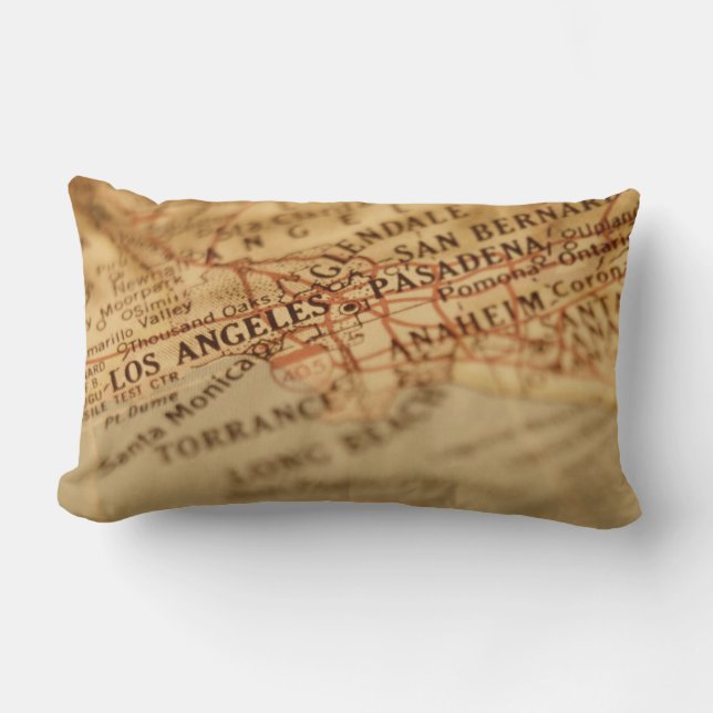 Lumbar kudde Los Angeles Vintagekarta (Framsida)