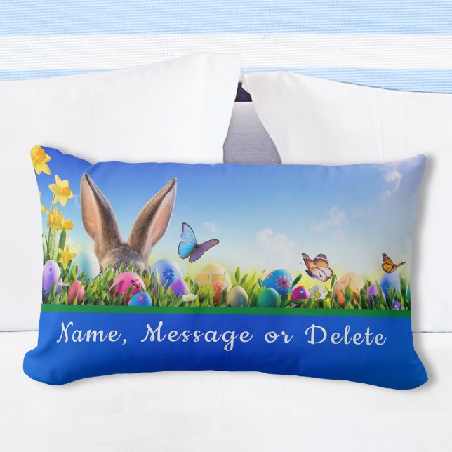 Lumbar Pillow för Bright Cheerful Personlig Påsk Lumbarkudde (Easter Lumbar Pillows. Easter gifts for tweens, teenagers, kids, girls, boys. Easter Bunny Pillows.)