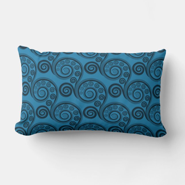 Lumbar Pillow för Enic Blue Fern Frond Swirls Lumbarkudde (Framsida)