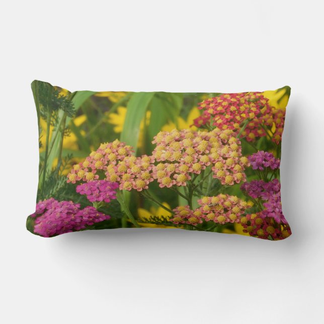 Lumbar Pillow för färgade trädgårdsblommor Lumbarkudde (Framsida)