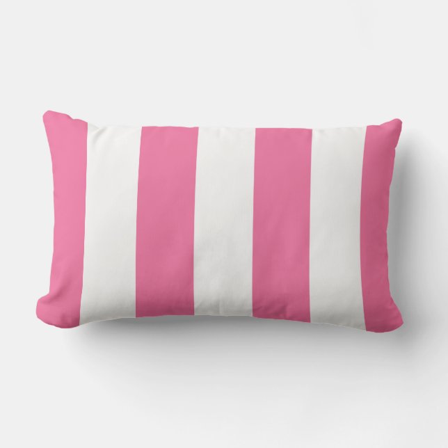 Lumbar Pillow för shock rosa och Vita Rand Lumbarkudde (Framsida)
