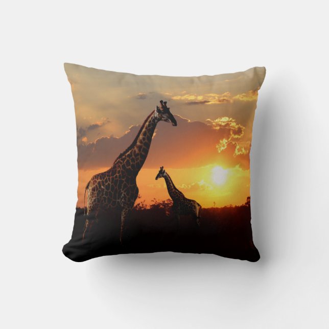 Lumbar Pillow - Giraffes i Afrika Kudde (Framsida)