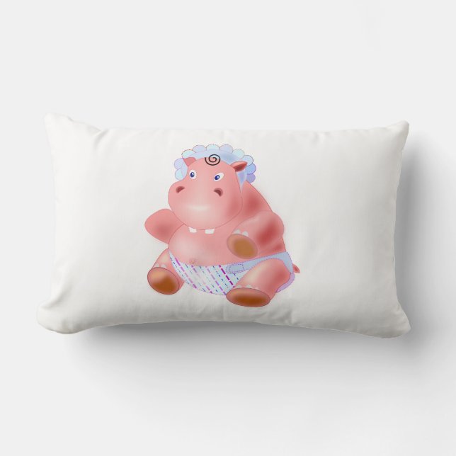 Lumbar Pillow Lycklig Baby Hippo Lumbarkudde (Framsida)