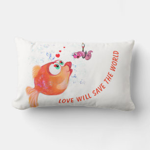 Lumbar Pillow-Tecknaden i Lumbar Fish och Mask Lumbarkudde