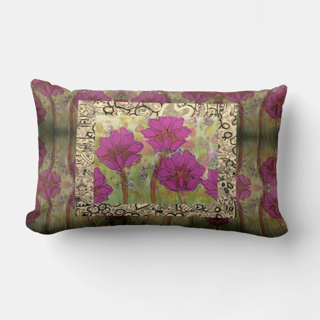 Lumbar Pillow - Three Pink Flowers Lumbarkudde (Framsida)