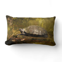 Lumbar Pillow - Turtle on Log in Pond