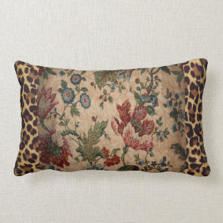 Lumbaren kudder i leopard- och blommigttyg lumbarkudde