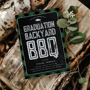 Lumbarjack Grön Randig BBQ Examen Festsfest Inbjudningar