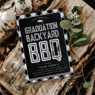 Lumbarjack Svart Rutig BBQ Examen Fests Förfest Inbjudningar