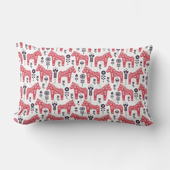 Lumber Cushion - Svenska Dala Horse Design Lumbarkudde (Framsida)