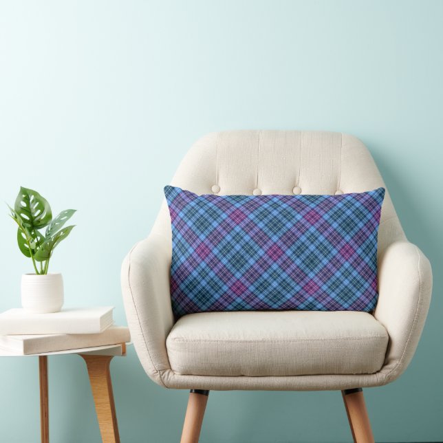 Lumber Cushion - Tartan Blue Rosa Lila Lumbarkudde (Stol)