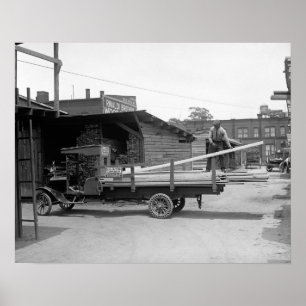Lumber Delivery Lastbil, 1926. Vintage Photo Poster