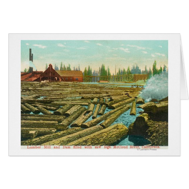 Lumber Mill and Dam, floden fylld med Hälsningskort (Framsidan Horizontal)