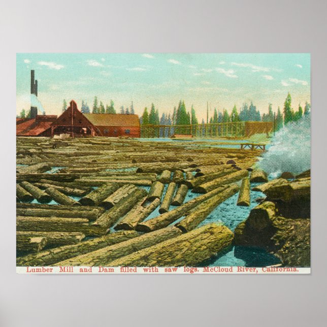Lumber Mill and Dam, floden fylld med Poster (Framsidan)