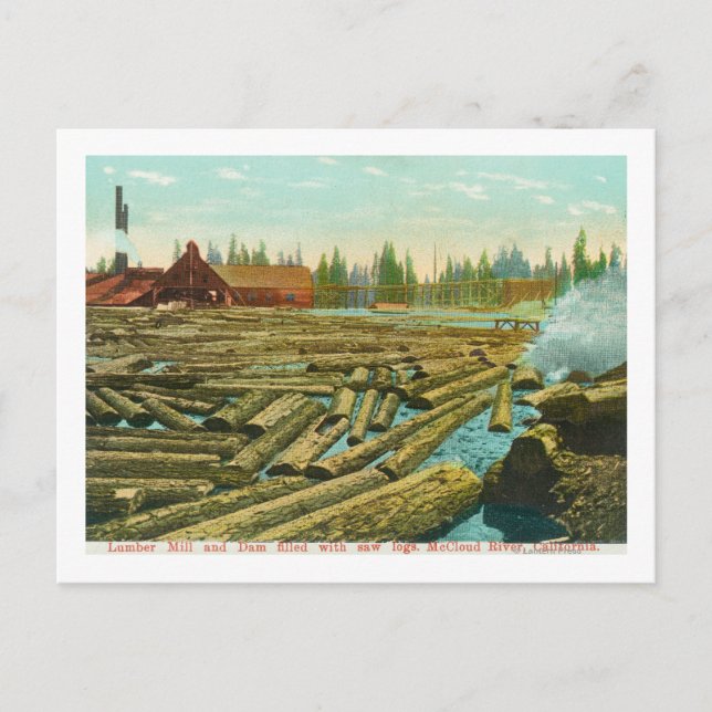 Lumber Mill and Dam, floden fylld med Vykort (Framsida)