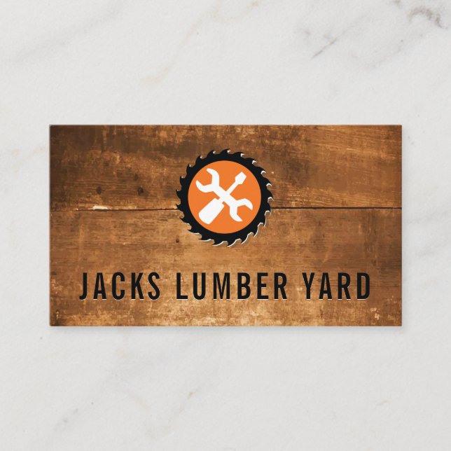 Lumber Saw | Träpanel | Maskinvara Verktyg Visitkort (Framsida)