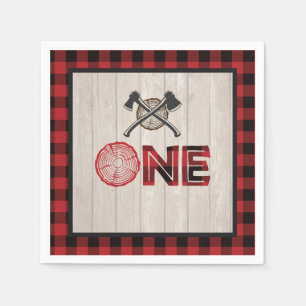 Lumberjack 1:a födelsedag Napkin - Axes Red ONE Pappersservett