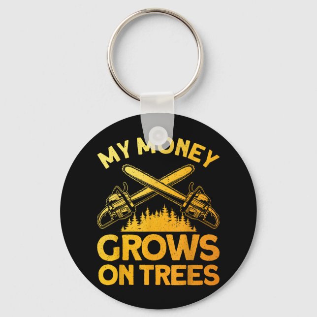 Lumberjack Art För manar Träd Cutter Saw-loggning Nyckelring (Framsida)