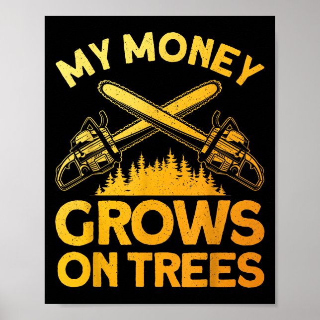 Lumberjack Art För manar Träd Cutter Saw-loggning Poster (Framsidan)