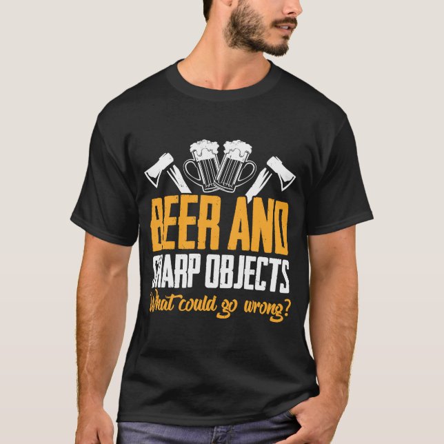 Lumberjack Ax Beer Arborist Forest Träd T Shirt (Framsida)