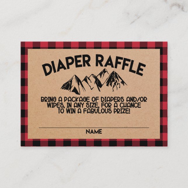 Lumberjack Baby Shower Diaper Raffle Card Tilläggskort (Framsida)