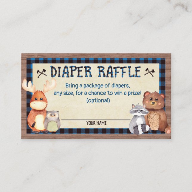 Lumberjack Baby Shower Diaper Raffle Card Tilläggskort (Framsida)