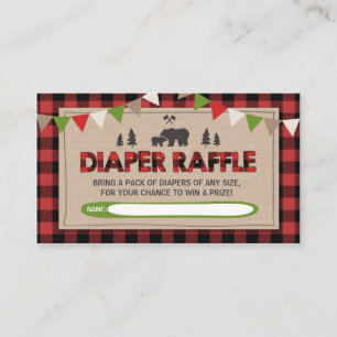 Lumberjack Baby Shower Diaper Raffle Woodland Boy Tilläggskort