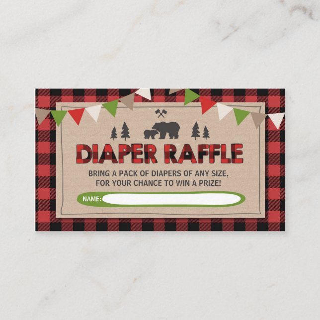 Lumberjack Baby Shower Diaper Raffle Woodland Boy Tilläggskort (Framsida)