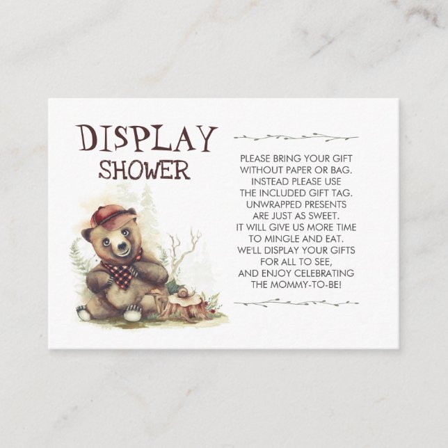 Lumberjack Baby Shower Little Bear Visning Shower Visitkort (Framsida)