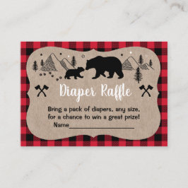 Lumberjack Baby Shower Rustic Bear Diaper Raffle Tilläggskort