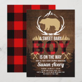 Lumberjack Baby Shower Wood Play Inbjudningar