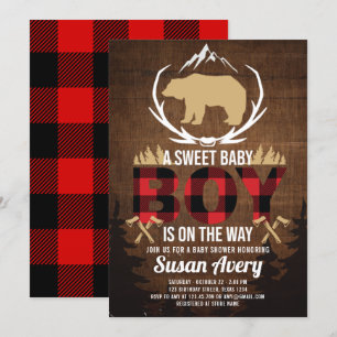 Lumberjack Baby Shower Wood Play Inbjudningar