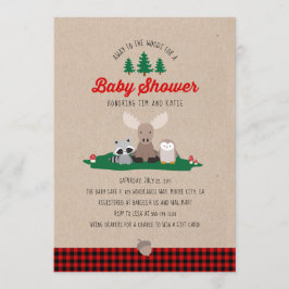 Lumberjack Baby Shower Woodland Animals Rustic Inbjudningar