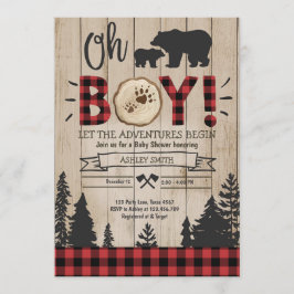 Lumberjack Baby Shower Woodland Bear Unge Play Boy Inbjudningar
