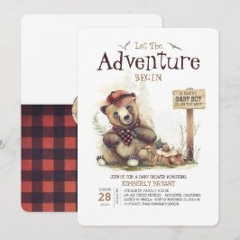 Lumberjack Baby Shower Woodland Little Bear Unge Inbjudningar