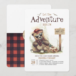 Lumberjack Baby Shower Woodland Little Bear Unge Inbjudningar