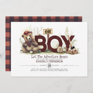 Lumberjack Baby Shower Woodland Little Bear Unge Inbjudningar