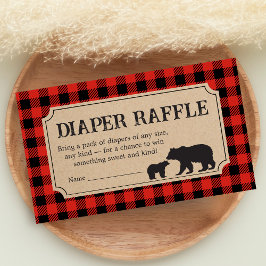 Lumberjack Bear Baby Shower Diaper Raffle Tilläggskort