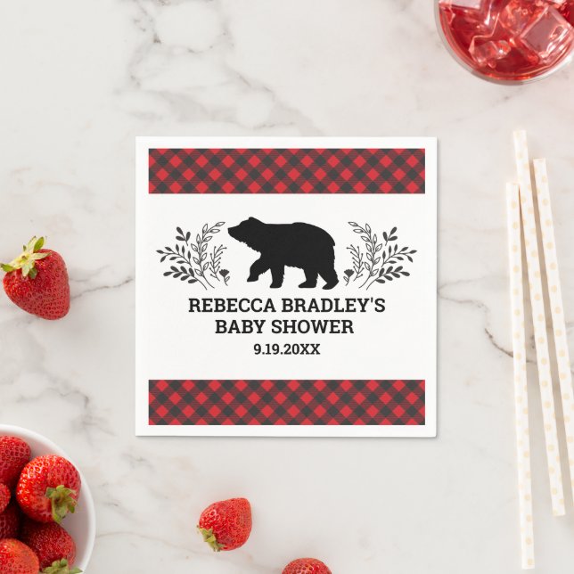 Lumberjack Bear Baby Shower Napkin Pappersservett (Insitu)