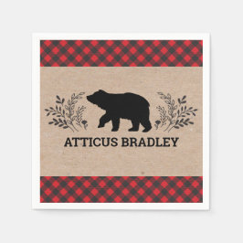 Lumberjack Bear Baby Shower Napkin Pappersservett