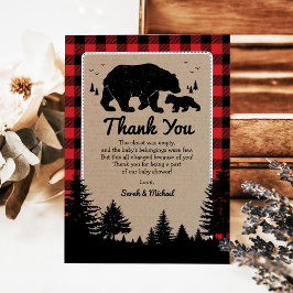 Lumberjack Bear Baby Shower Tack för ditt kort
