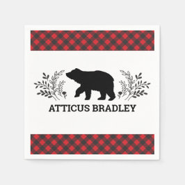 Lumberjack Bear Buffalo Play Baby Shower Napkin Pappersservett