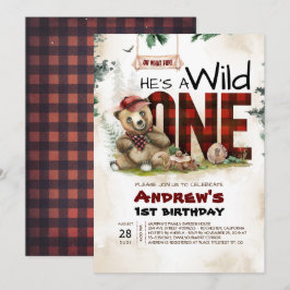 Lumberjack Bear First Födelsedagsfest inbjudan