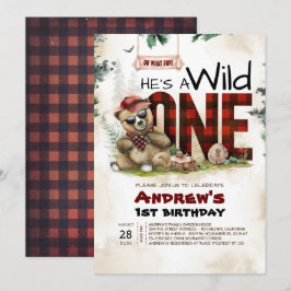 Lumberjack Bear First Födelsedagsfest inbjudan